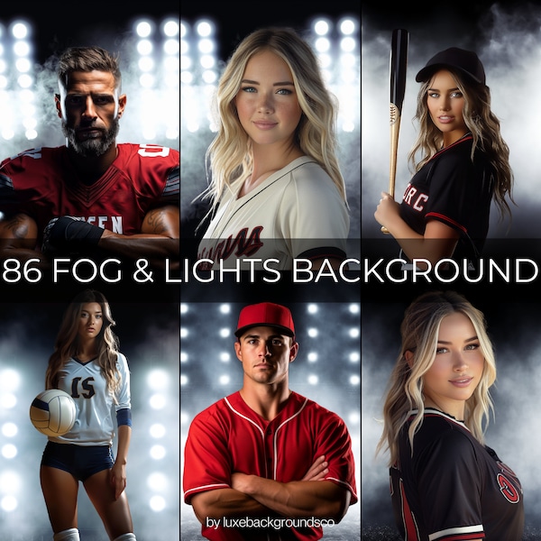 86 PAQUETE de Niebla - Luces Fondo Digital, Perfecto como Fondo Deportivo para Baloncesto, Softbol, Fútbol Americano, Póster de Tenis y Pancarta de Fútbol