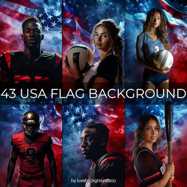 Round American Flag Stars Gold Metal Sports Backdrop