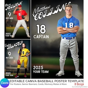 Benutzerdefinierte Baseball Canva Vorlage, Senior Night Sports Banner, personalisierte Baseballkarten, Baseball Hintergrund, Abschlussgeschenk, Sport Hintergrund
