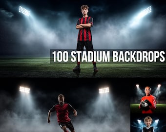 Stadium Sports Photography Backdrops: Football, Soccer (Digital Download, 360 DPI PNGs)