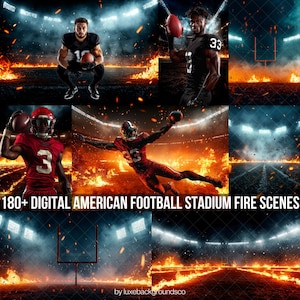 180+ Digital American Football Stadium Fire Scenes,Football Professional Backdrop,Sport Field Background,Sport Photography,Game Day Backdrop