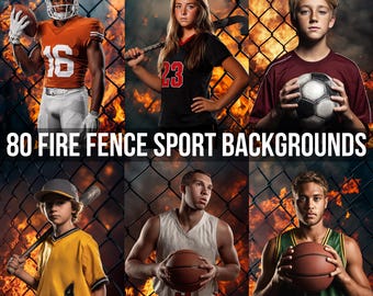80 Fire Fence Backgrounds for Photoshop Editing, Sport Poster Backdrops, Fire Smoke Overlays,Photography Banner,Canva and Photoshop Template