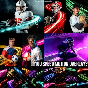 100 nakładek ruchu prędkości dla Photoshopa, efektów świetlnych w sporcie, tła cyfrowe, piłka nożna, baseball, koszykówka, efekty edycji zdjęć