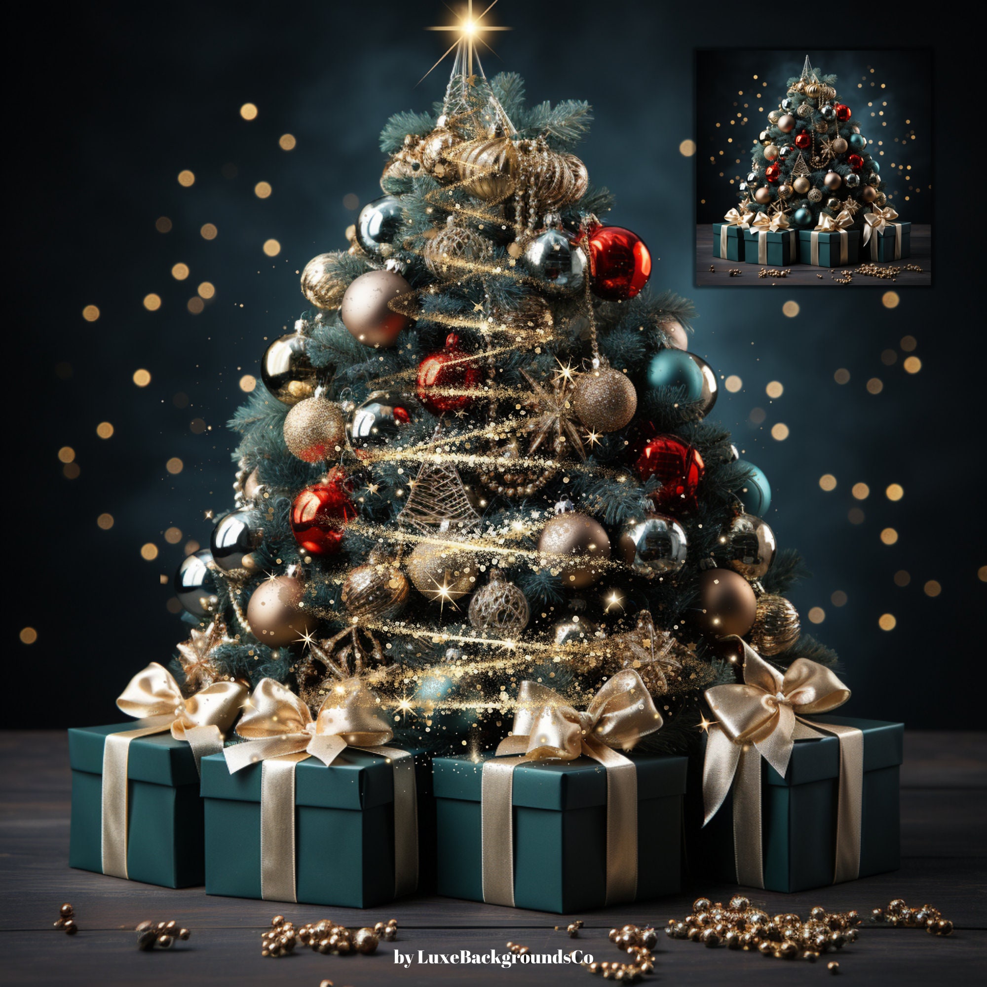 40 Sparkle Christmas Tree Overlays, Merry Christmas Tree Lights