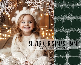 100 Christmas Digital Overlay,White Frame, Sparkle & Light Backgrounds,DIY Gift Photoshop Pack,Maternity Overlay Bundle,Holiday Gift Overlay