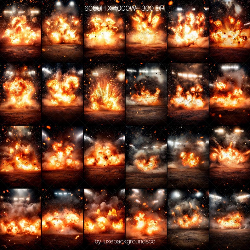 110 Fire Explosion Stadium Backdrop - Baseball & Softball Photography ...
