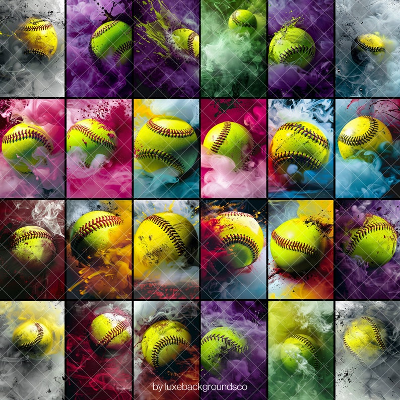 180 Softball and Baseball Ball Backgrounds, Sport Template for Softball