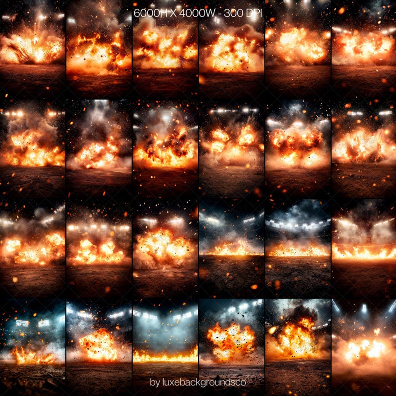 110 Fire Explosion Stadium Backdrop - Baseball & Softball Photography ...