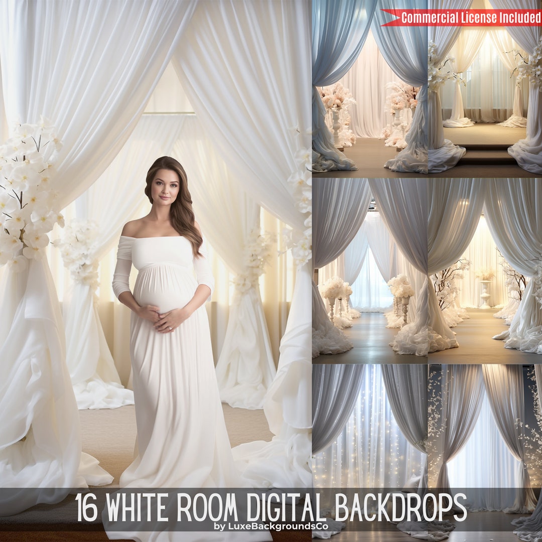 16 White Room Digital Backdrop, Maternity Backdrop Overlays, Studio ...