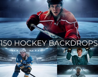 150 Hockey Digital Backdrops, Sport Backdrops, Perfect As Sports Poster For Hockey, Sport Senior Night Hockey Gift, Photoshop Templates