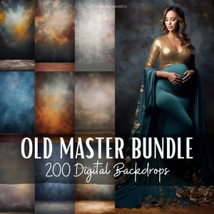 Könnte beinhalten: Eine Sammlung von 200 digitalen Hintergründen im Stil alter Meister. Die Hintergründe bieten eine Vielzahl von Farben und Texturen, darunter Blau, Braun und Grau. Die Hintergründe sind perfekt für Fotografen, die ihren Bildern einen klassischen und zeitlosen Look verleihen möchten.