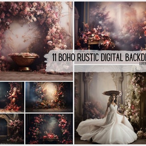 11 Boho Rustic Digital Backdrop, Maternity Backdrop Overlays, Photoshop Fine Art Textures, Photography Digital Background Overlays