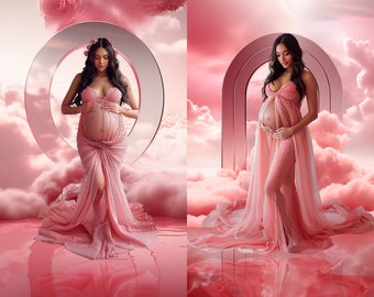 18 Pink Clouds Stand Backdrop, Maternity Backdrop, Studio Backdrop, Fine Art Textures, Wedding Backdrop, Newborn Backdrop, Photo Editing