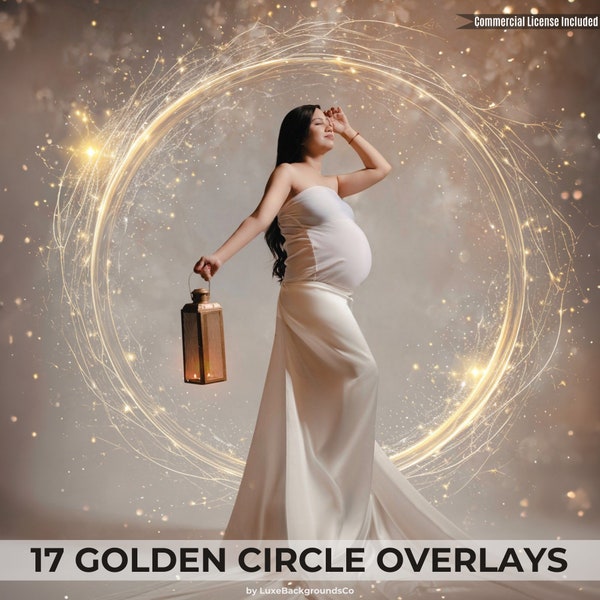 17 Golden Circle Overlay, Photoshop Overlays, Maternity Golden Ring, Maternity Digital Backdrop,Maternity Photo Prop, Maternity Photo Loop