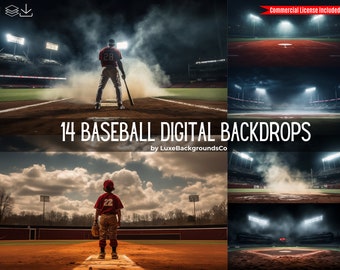 14 Baseball Digital Backdrops,Fog and Smoke Backgrounds,Baseball background,Sports poster background,Sports Poster Template, Athletic