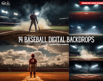 14 Baseball Digital Backdrops,Fog and Smoke Backgrounds,Baseball background,Sports poster background,Sports Poster Template, Athletic