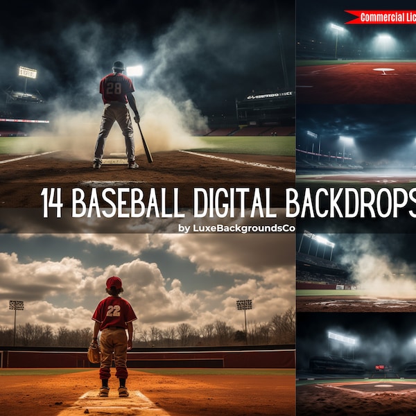 14 Baseball Digital Backdrops,Fog and Smoke Backgrounds,Baseball background,Sports poster background,Sports Poster Template, Athletic