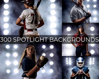 300 Spotlight Backgrounds, Fog - Light Background, Sport Backdrops, Perfect As Sports Poster For Basketball, Softball, Baseball, Football