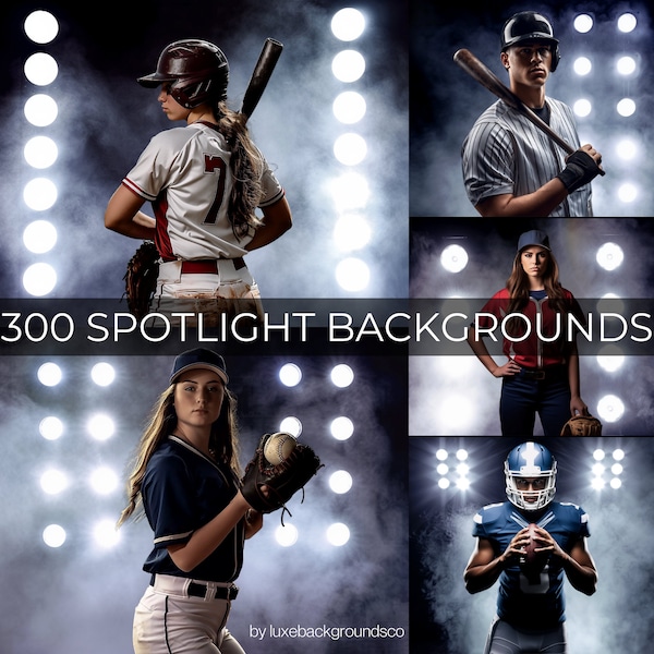 300 Spotlight Backgrounds, Fog - Light Background, Sport Backdrops, Perfect As Sports Poster For Basketball, Softball, Baseball, Football