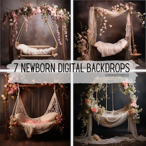 7 Princess Newborn Backdrop, Floral Newborn Background,Newborn Composite Photography,Unique Gift Photo, Studio Backdrops, Fine Art Textures