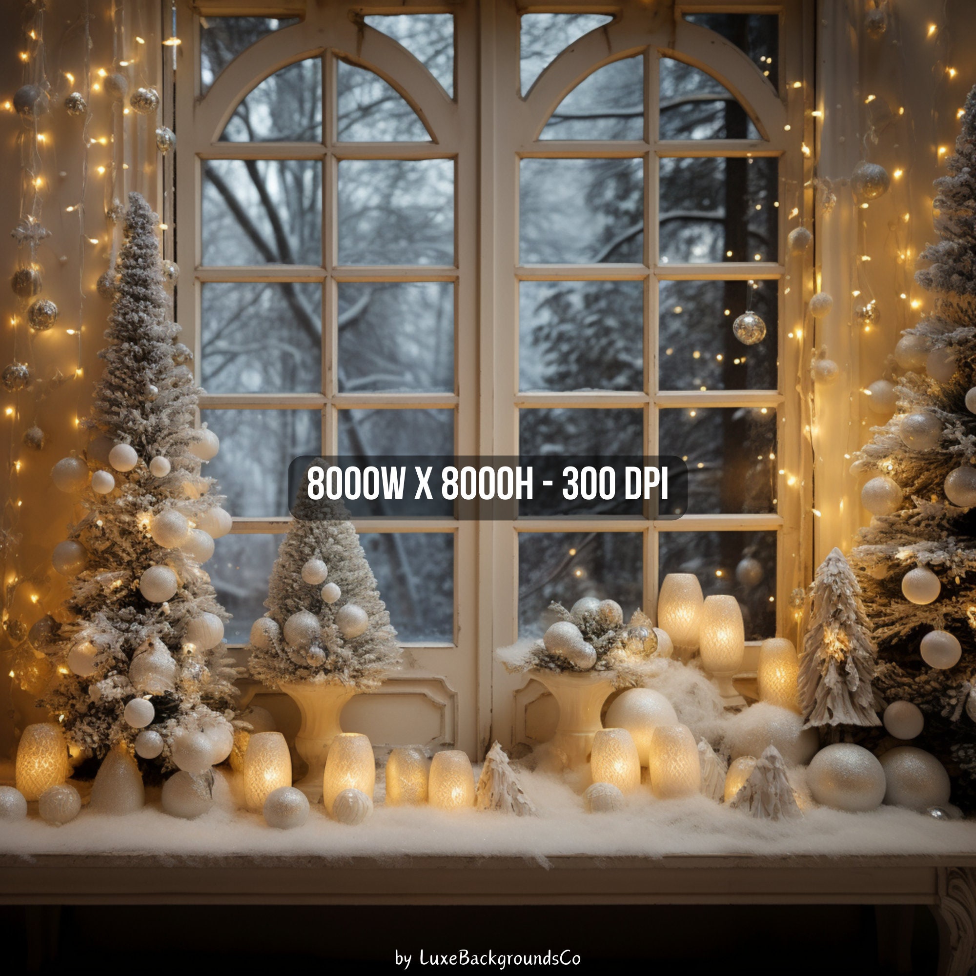 12 Christmas Window Digital Backdrop, Christmas Background, Christmas