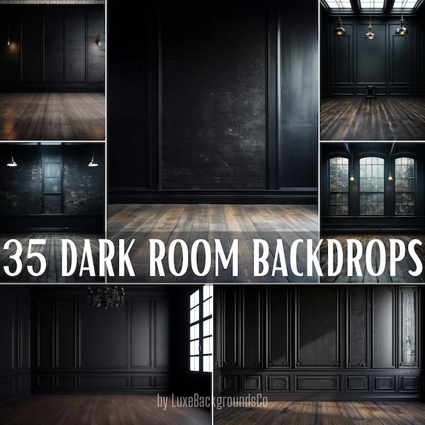 35 Elegant Dark Room Backdrops, Black Room Backgrounds, Studio Backdrops for Photographers, Maternity Backdrops, Fine Art Textures