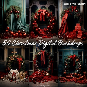 50 cenários digitais de Natal, lareira aconchegante, fundos de Papai Noel e país das maravilhas do inverno, perfeitos para fotografia e cartões de Natal