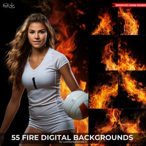 55 Red Fire Digital Background, Flame Background, Fiery Background, Fire Wallpaper, Fire Texture, Fire Overlay, Sport Poster, Fire Effects