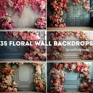 35 Floral Wall Backdrop, Maternity Backdrop, Wedding Backdrop, Studio Backdrop Overlays, Fine Art Textures, Photoshop Overlay, Photo Editing