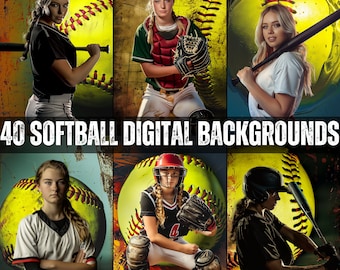 40 Unique Senior Softball Sport Poster and Banner Backgrounds, Softball Game Day Sport Backdrops, Gift Softball Template for Softball Player