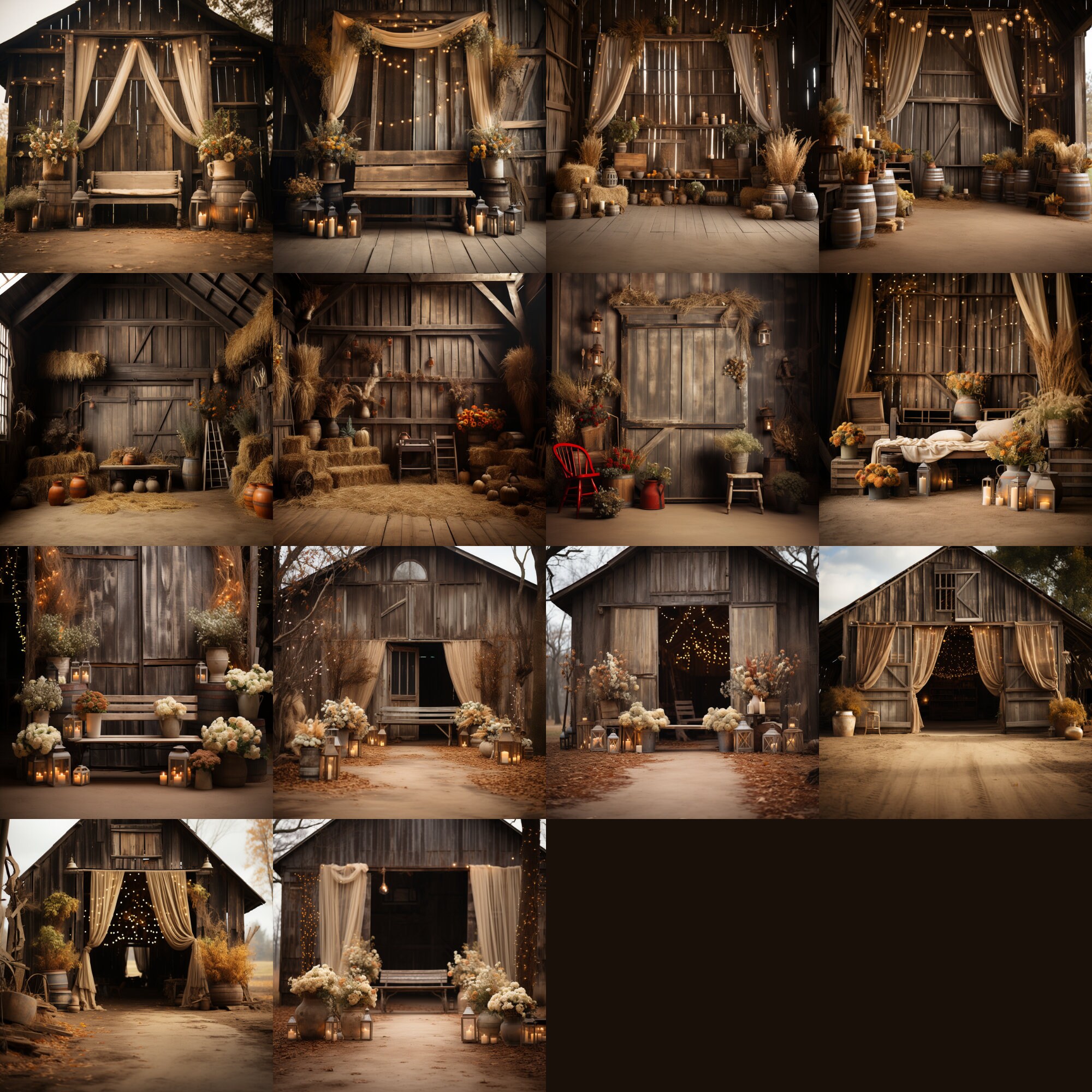 Rustic Barn Display 14 Autumn Rustic Barns Digital Backdrops,fall Digital Backgrounds ...