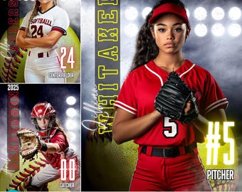 Softball Canva Template,Editable Senior Night Sport Poster, Custom Team Banner Design, Softball Memory Mate, Game Day Gift Idea,Personalized