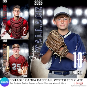 Modello personalizzato di baseball Canva - Banner per la serata degli anziani, carta da baseball personalizzata, sfondo digitale per la squadra sportiva, idea regalo, luce per campo da baseball