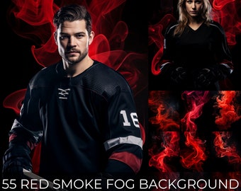 55 Red Smoke Fog Backgrounds, Sport Photography Backdrops, Sport Poster Template, Sport Banner Background for Football, Softball, Basketball