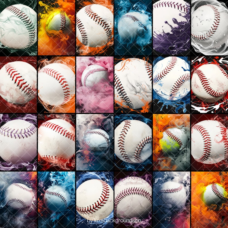 180 Softball and Baseball Ball Backgrounds, Sport Template for Softball