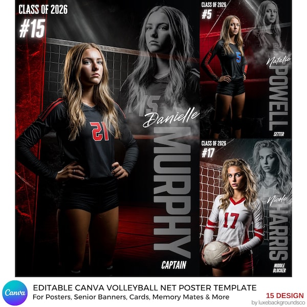 Canva Volleyball Net Sport Template Poster and Banner Template Sports Memory Card Design for Teams Players Editable Digital Download