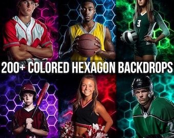 Colorful Hexagon Backgrounds: Sports Poster & Banner Templates (PNG Digital Download)