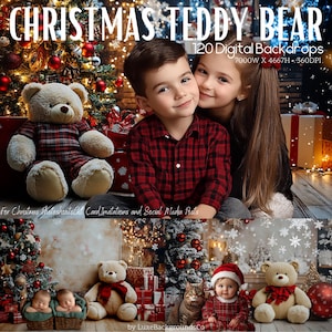 120 sfondi digitali di orsacchiotti di Natale per servizi fotografici per le vacanze, inviti festivi, carte regalo e post sui social media, sfondo natalizio