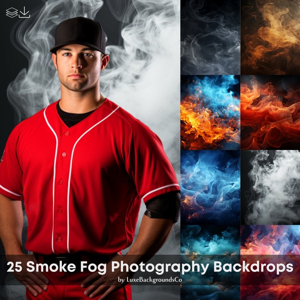 25 Smoke Fog Digital Backdrops: Perfect As Team Sport Background For Basketball, Softball, Football Poster, Fog Background, Soccer Banner