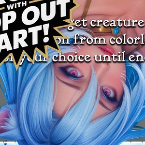 May include: A TCG proxy card with pop-out art. The card features a fantasy illustration of a woman with blue hair and cat ears. The card has text that reads "TCG PROXY WITH POP OUT ART!" and other game-related text.