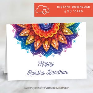 Brother Raksha Bandhan Card, Modern Rakhi, Printable Download, Blank Greeting printable card, Modern Rakhi Card, Blank Card, Rakhi10