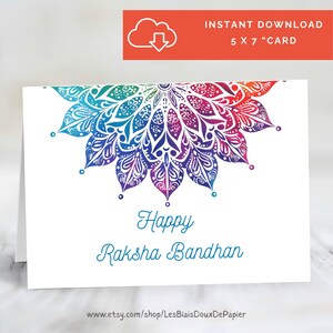 Brother Raksha Bandhan Card, Modern Rakhi, Printable Download, Blank Greeting printable card, Modern Rakhi Card, Blank Card,Rakhi07