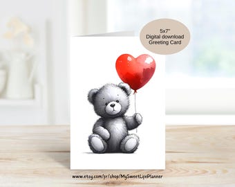 Bear Card, Printable Bear Card, You're Bearable, Cute Bear Card