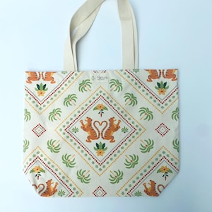 Handgemachte Baumwolle Tiger Print Einkaufstasche, Große Einkaufstasche, Strandtasche, Jeden Tag / Geschenk für jemand Besonderen / gelegentlich / Sommer Modernes Design