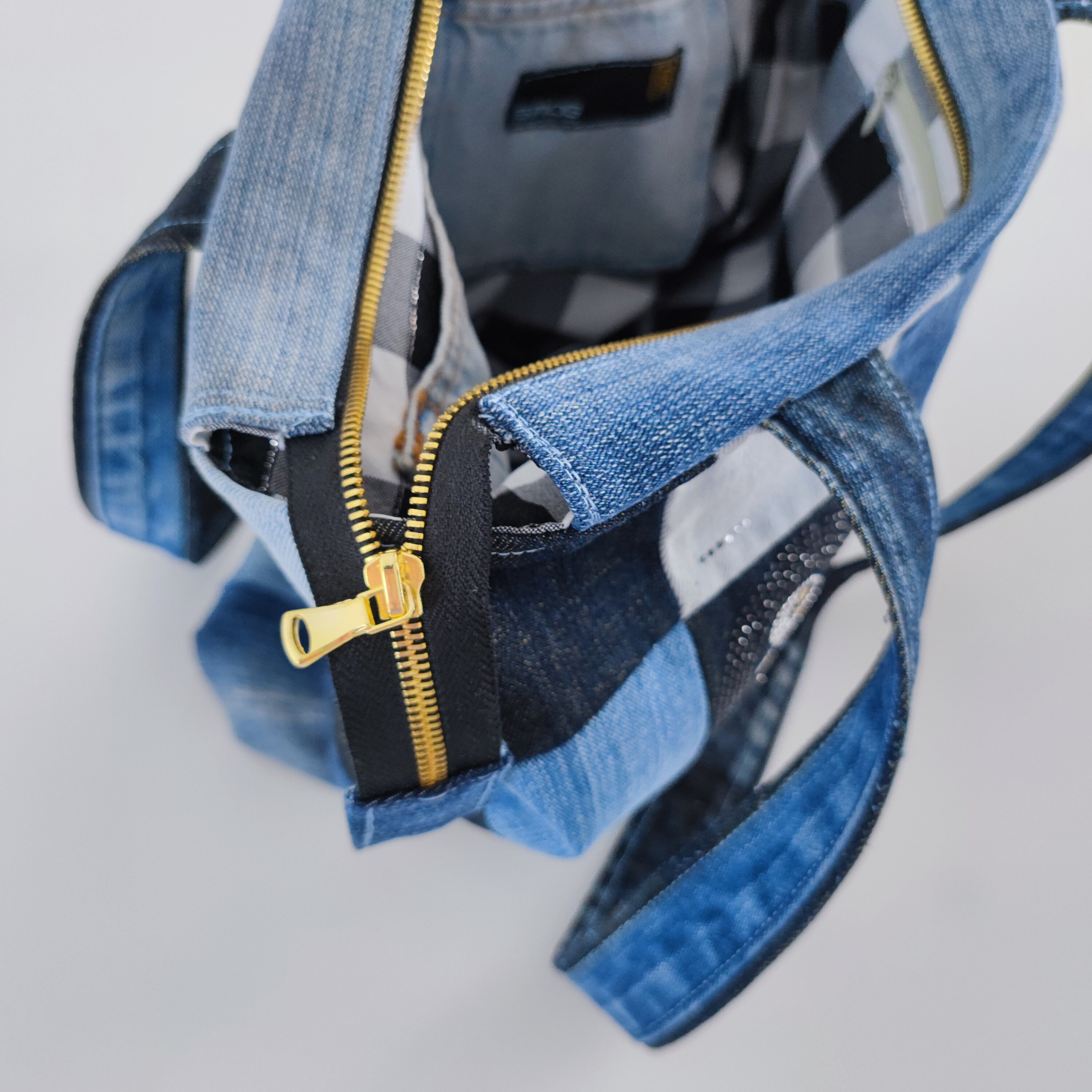 Stylish Rhinestone Denim Tote Bag | Patchwork Denim Bag | Summer 