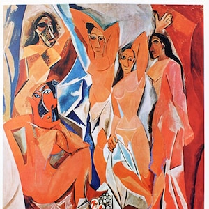 Pablo Picasso &quot;Les demoiselles d&#39;Avignon&quot; Lithograph after - vintage print - THE ONLY one with CERTIFICATE of Guarantee, NOTARIAL Document, Stamp
