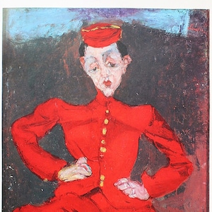 Chaim Soutine "Le Groom" Litografía postimpresión vintage de los años 70 - la ÚNICA con CERTIFICADO de garantía, documento de NOTARIO y sello en relieve