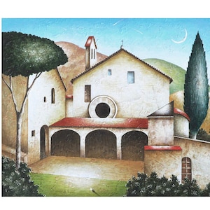 Paolo Grimaldi &quot;San Damiano&quot; | Original lithograph cm. 50x70 (inch. 19.68&quot; X 27.55”)