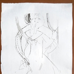 Amedeo Modigliani  "La belle anglaise" | Serigrafia after su carta di riso | Con CERTIFICATO di Garanzia Documento NOTARILE e Timbro