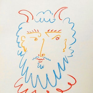 Pablo Picasso "Cabeza de fauno" | Litografía después | grabado vintage de los años 60 | El ÚNICO con CERTIFICADO de Garantía, Documento de NOTARIO y Sello